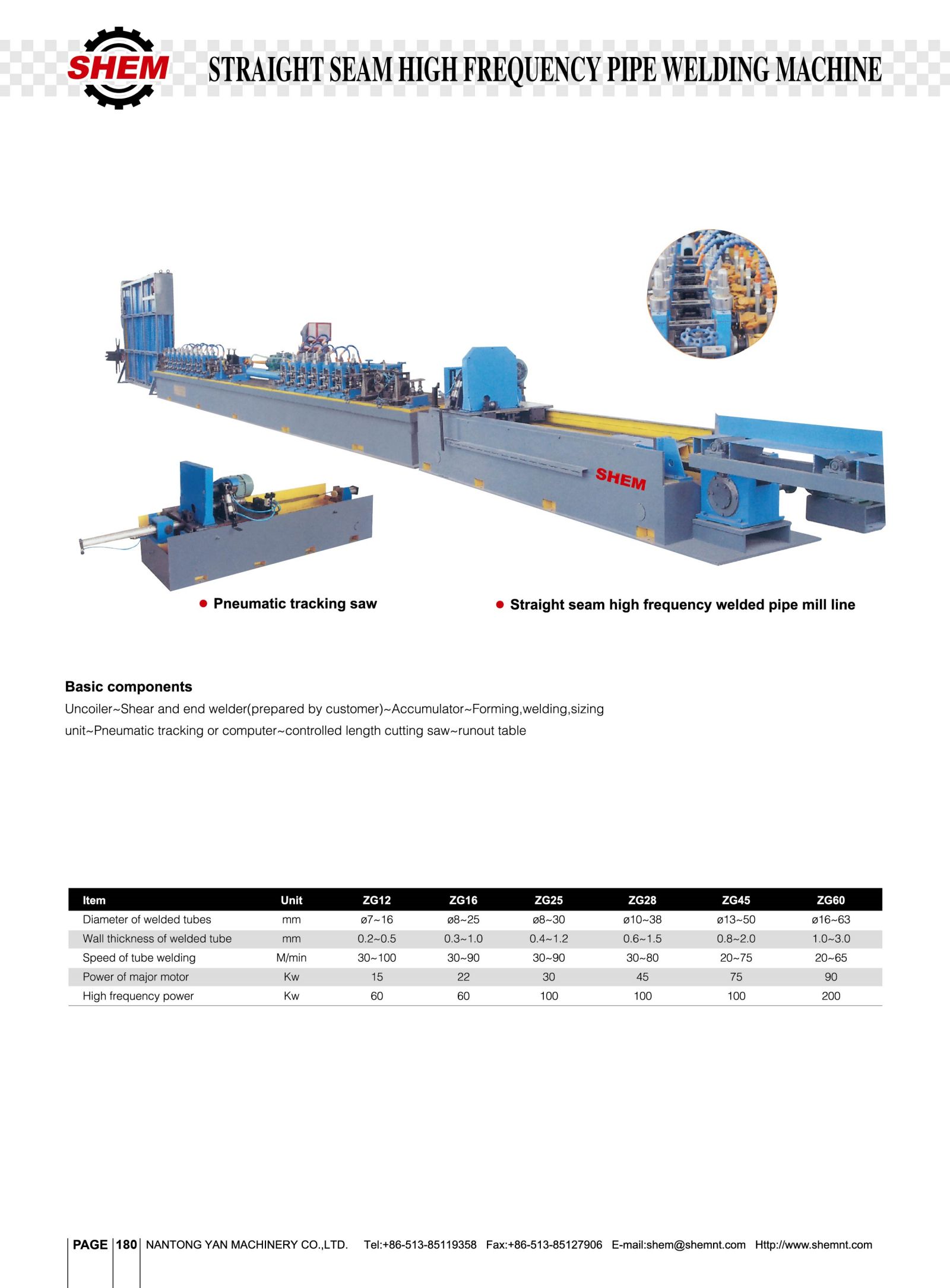 P180 STRAIGHT SEAM HIGH FREQUENCY PIPE WELDING MACHINE