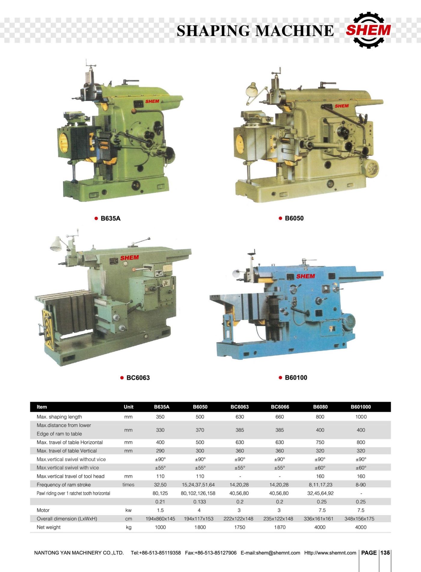 P135 SHAPING MACHINE