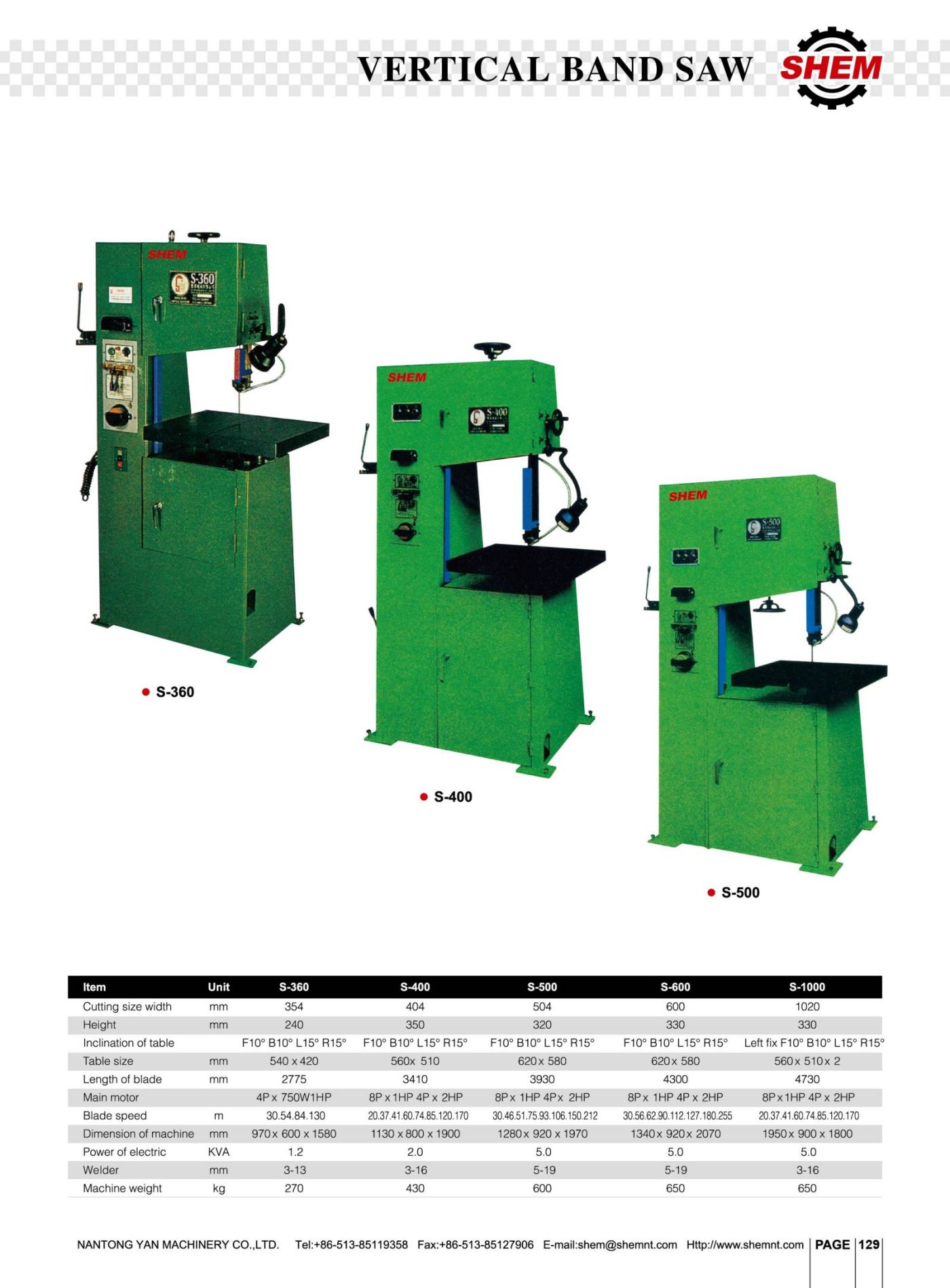 P129 VERTICAL BAND SAW