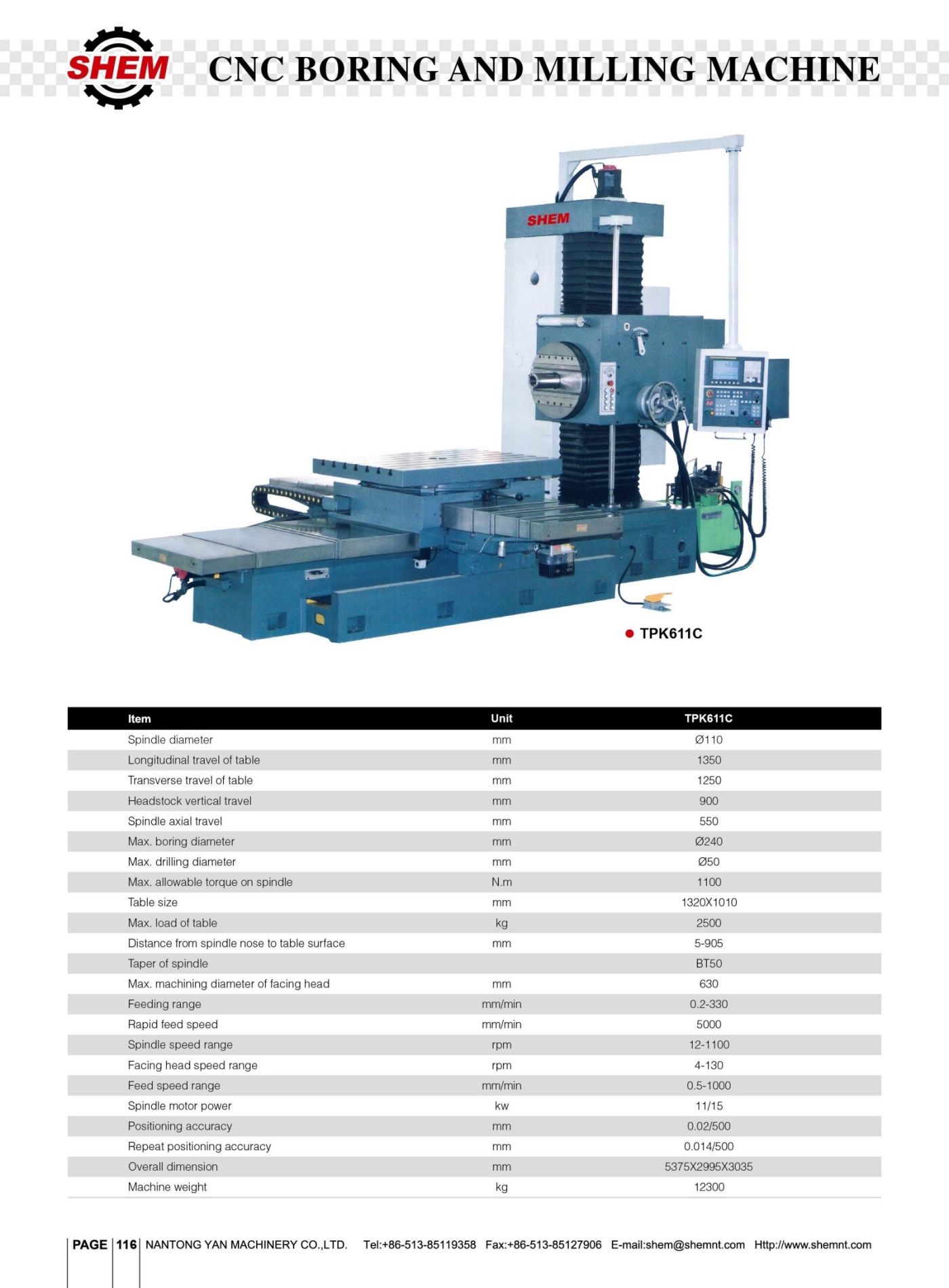 P116 CNC BORING AND MILLING MACHINE