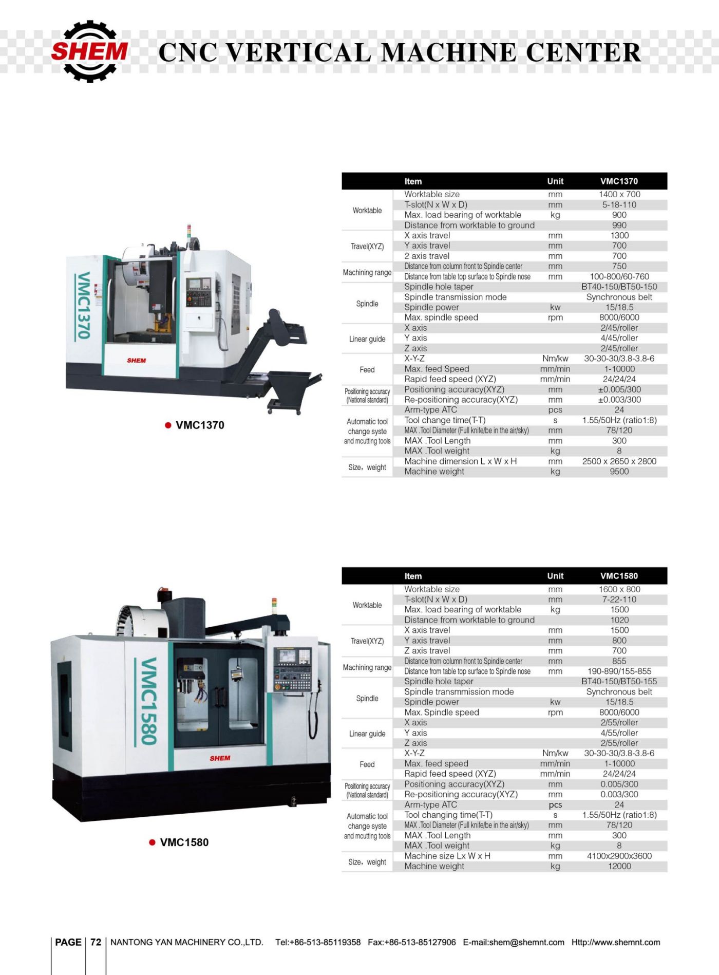 P72 CNC VERTICAL MACHINE CENTER